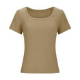 thumbnail image 3 of ZyeKqe Going out Tops for Women Ribbed Knit Fitted Tight Tshirt Short Sleeve Shirt Basic Knit Summer Top, 3 of 4