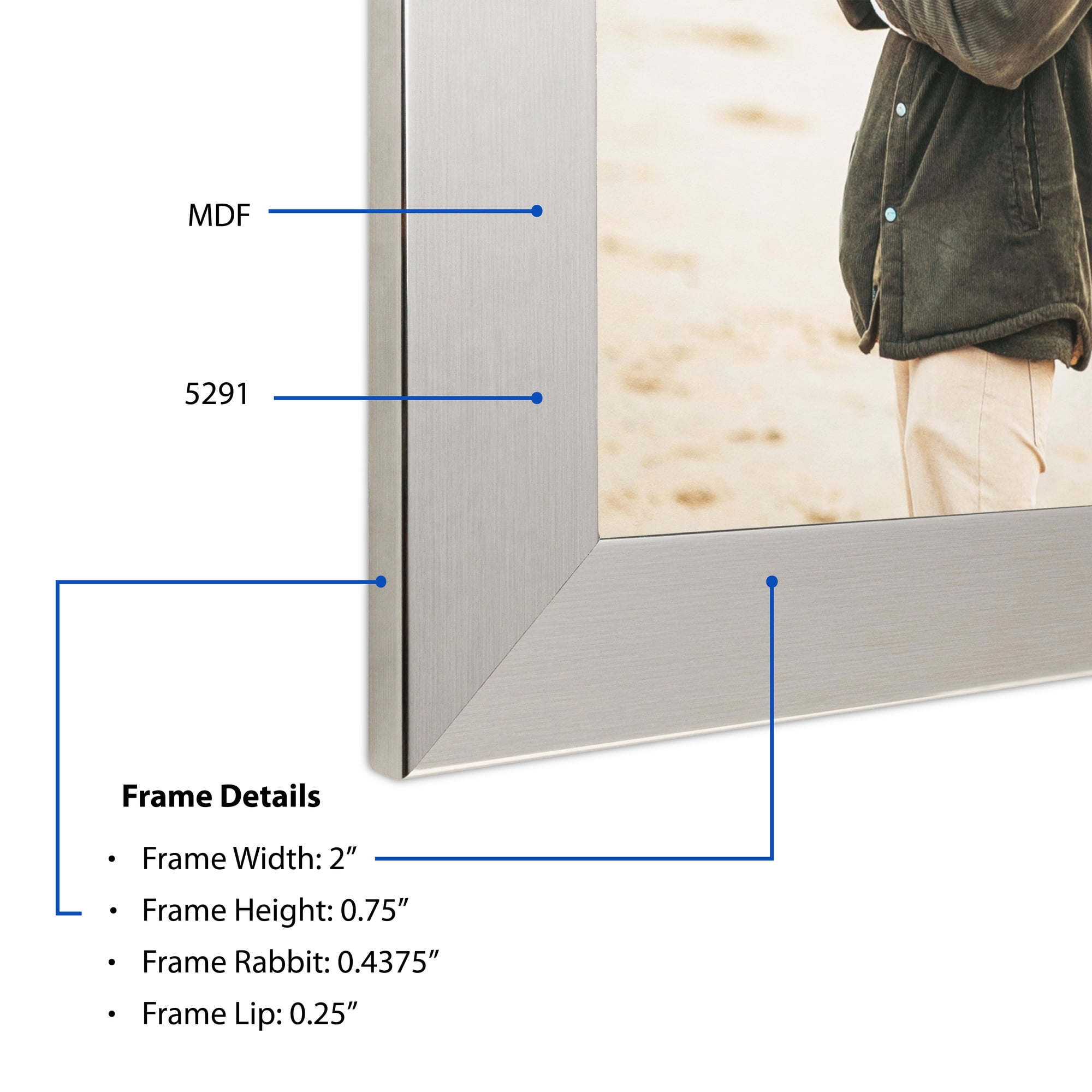 ArtToFrames 18" x 24" Silver Picture Frame, 18x24 inch Silver MDF Poster Frame (WOM-5291),  Pack