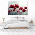 thumbnail image 3 of Mudket Red Flower Flowers in Mist Canvas Wall Art, Floral Botanical Wall Decor, Framed Ready to Hang Artwork for Living Room Bedroom Office - 12"L x 8"W, 3 of 10