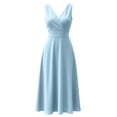 thumbnail image 6 of Ovbmpzd Flowy Summer Long Wedding Guest Dresses for Women Plus Size Elegant formal Dresses Sleeveless Light Blue V-Neck Tank Dresses,XXL, 6 of 6