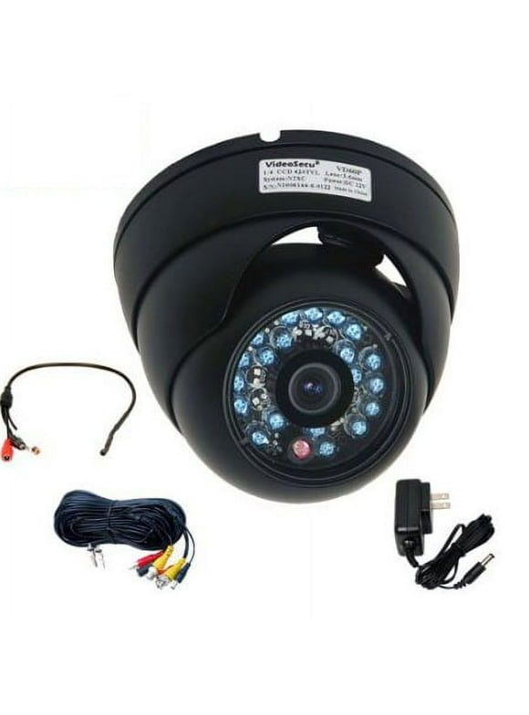 VideoSecu Vandal Proof IR Day Night Security Camera 600TVL 3.6mm Wide Angle View Bulit-in 1/3 SONY CCD with Power, Cable & Audio Microphone BYE