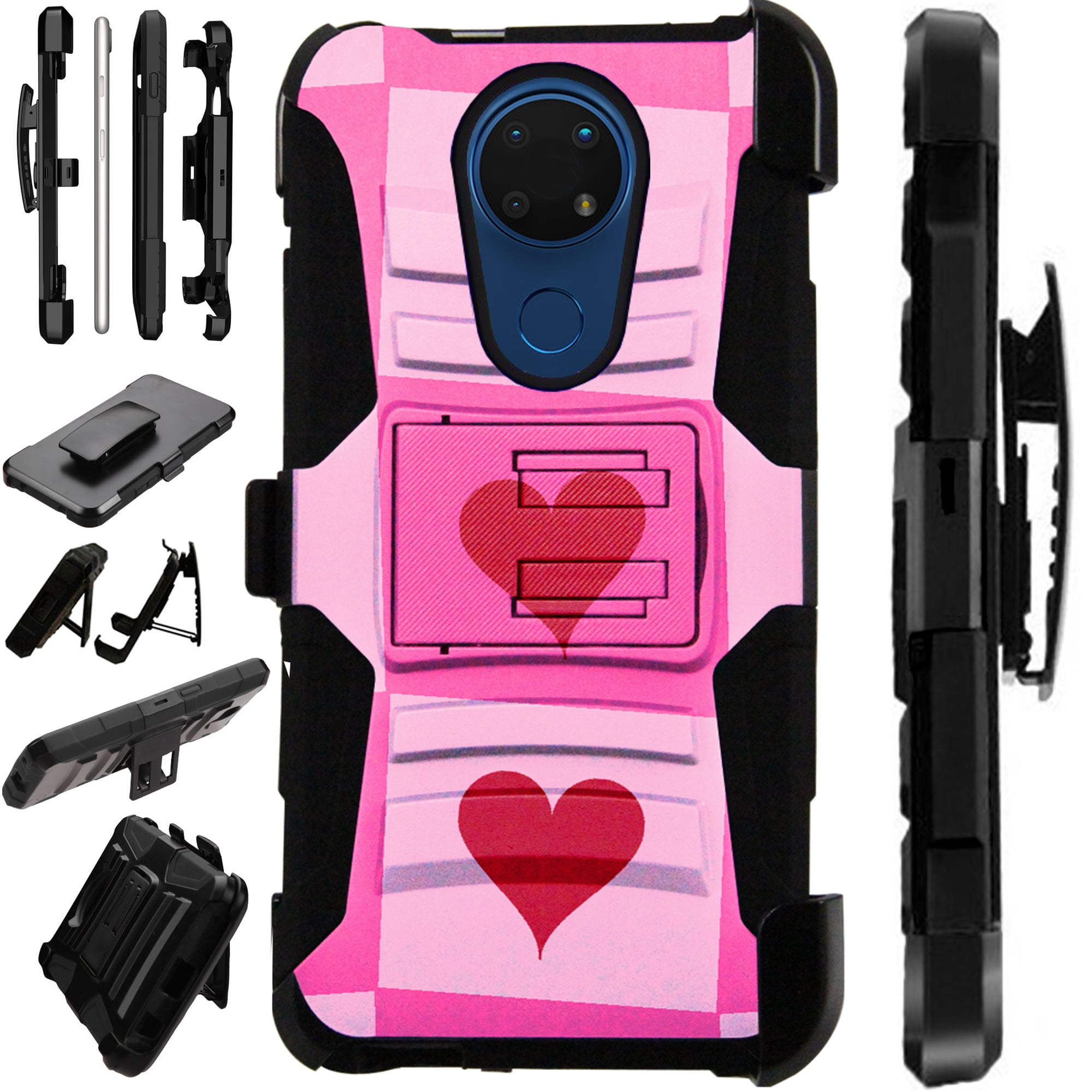 Compatible with Cricket Ovation | AT&T Radiant Max Hybrid LuxGuard Holster  Phone Case Cover (Heart Square) - Walmart.com