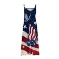 thumbnail image 4 of Vestido largo de playa ajustado con estampado de rayas sin mangas con cuello en V y cintura media a la moda para mujer del Día de la Independencia Pompotops  ghjkhdj8466, 4 of 5