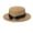 Khaki, variant on Boater Straw Hat for Women Wide Brim Beach Sun Hat Bow Panama Hat Fedora for Summer - Black