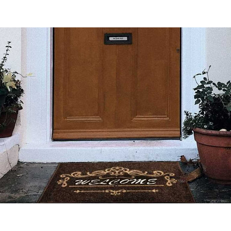 Howarmer Brown Door Mats Outdoor, Durable Rubber Welcome Mats Entryway,  Patio, 29×17