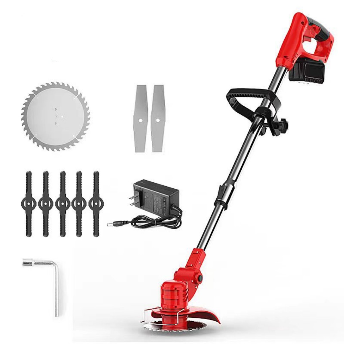 Cordless Brush Cutter with 8Blades,Battery Weed Wacker Stringless Weed