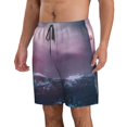 thumbnail image 2 of KLL lighthouse Waves Torrential Rain Men's Casual Summer Beach Shorts Hawaiian Shorts with Pockets-3X-Large, 2 of 5