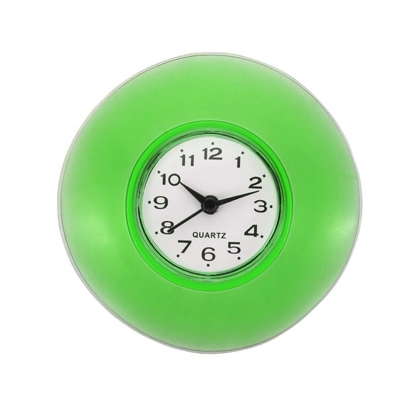 Wall Clock Mini Cute Bathroom Mirror Suction Waterproof Shower Clock, Green