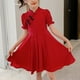 thumbnail image 1 of Vestido rojo para niños Vestido retro de manga corta transpirable y agradable para la piel para niñas para estudiantes de primaria y secundaria Rojo 150 cm / 59,1 pulgadas, 1 of 8