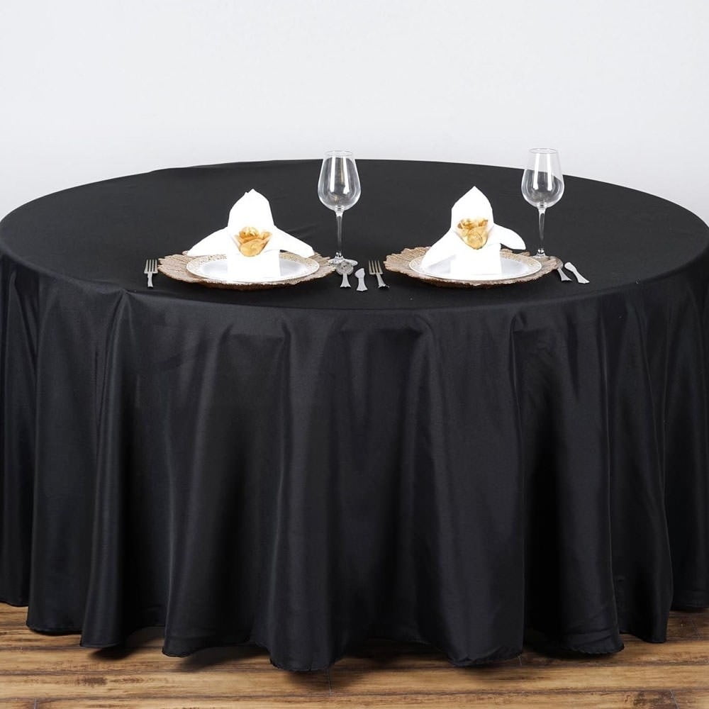 90&quot; Round Polyester Tablecloth Wedding Party Black
