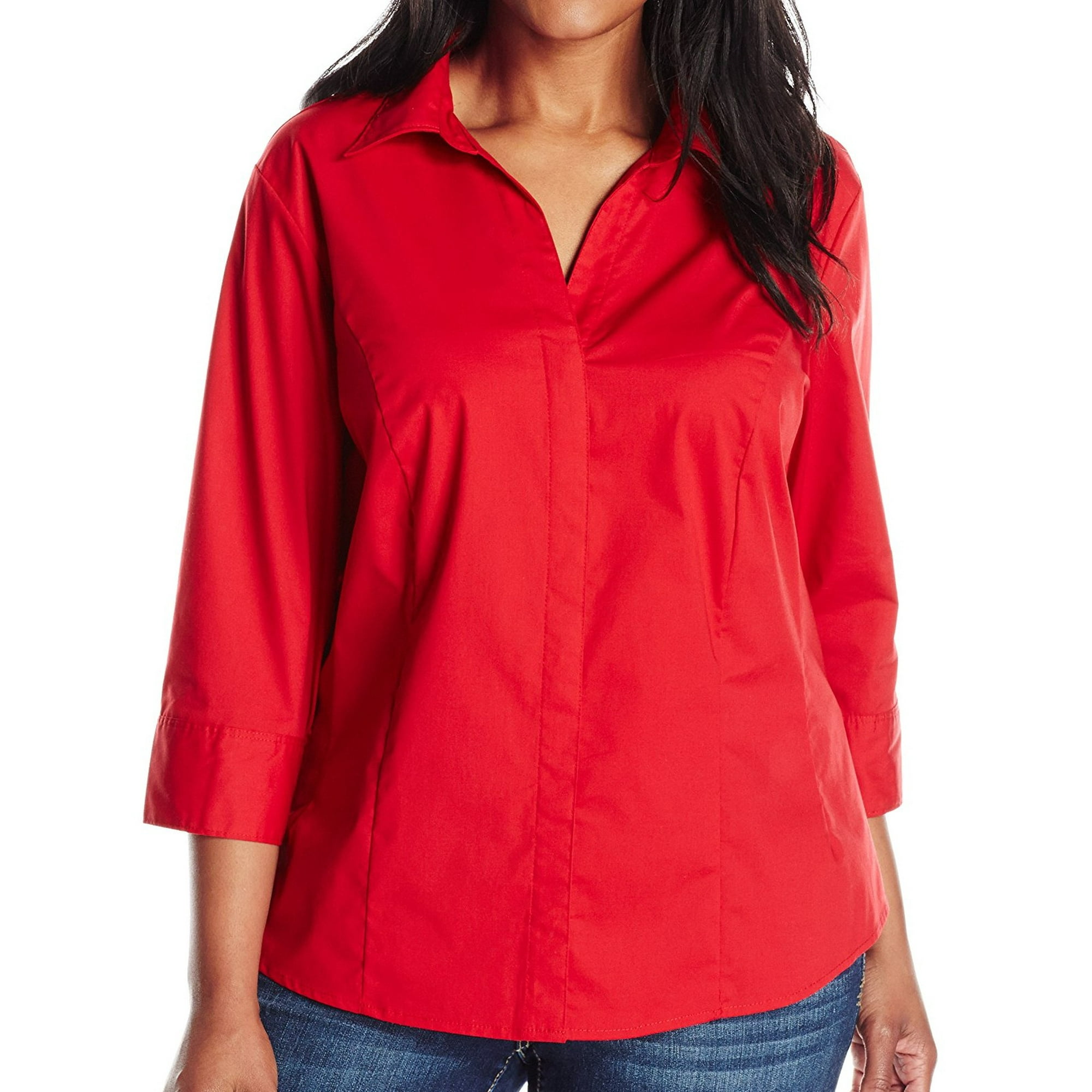 Plus size red button up shirt hotsell