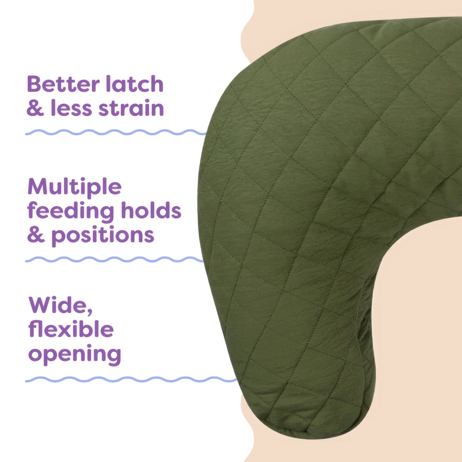 Boppy Nursing Pillow - Ergonomic Bottle & Breastfeeding Pillow, Higher, Firmer & Larger, Water-Repellent with Washable Premium Fabric Cover, Baby Safety Alliance Verified - Quilted Moss