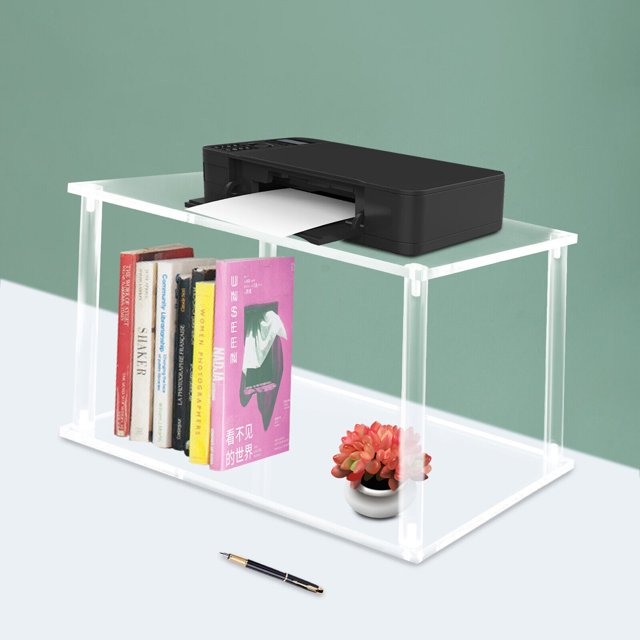2Tier Acrylic Printer Stand Desktop Printer Holder Office Files Display Rack
