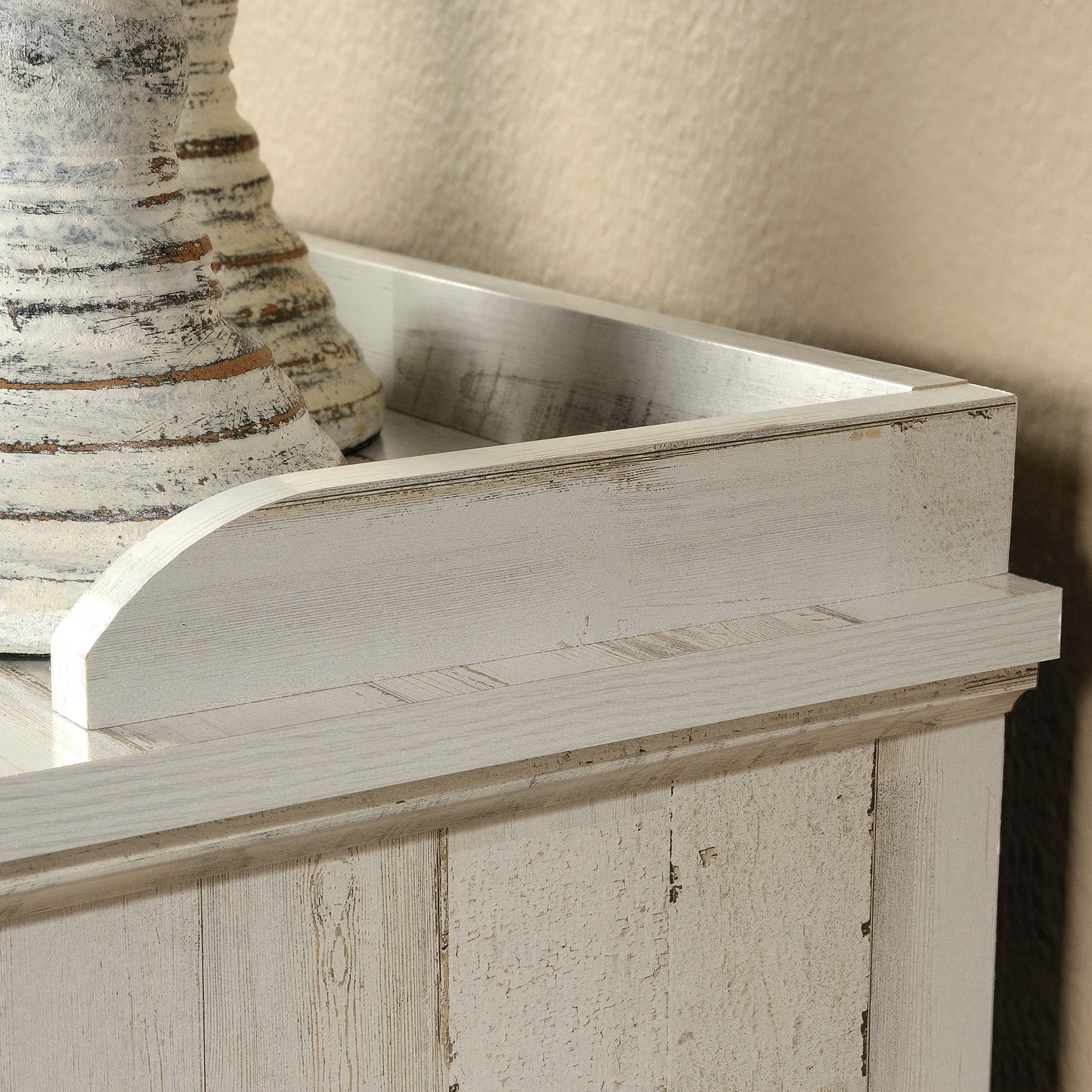 Sauder Barrister Lane Storage Bookcase White Plank Finish