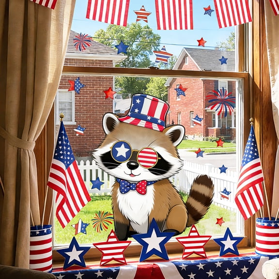 HomeKingdee Independence Day Static Window Cling – Patriotic Decal For Window Decoration Reusable