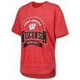 thumbnail image 2 of Women's Pressbox Heather Red Wisconsin Badgers Vintage Wash Poncho Captain T-Shirt, 2 of 3