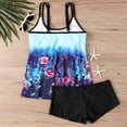 thumbnail image 4 of Traje de baño de 2 piezas para mujer, trajes de baño para mujer, traje de baño de dos piezas con estampado y lazo para mujer de tallas grandes, shorts de baño para mujer, 4 of 7