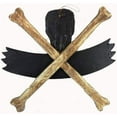 thumbnail image 2 of LG 12 inch Hand Carved Wood Pirate Skull Cross Bone"Go Away" Sign Plaque Wall Art Decor, 2 of 2