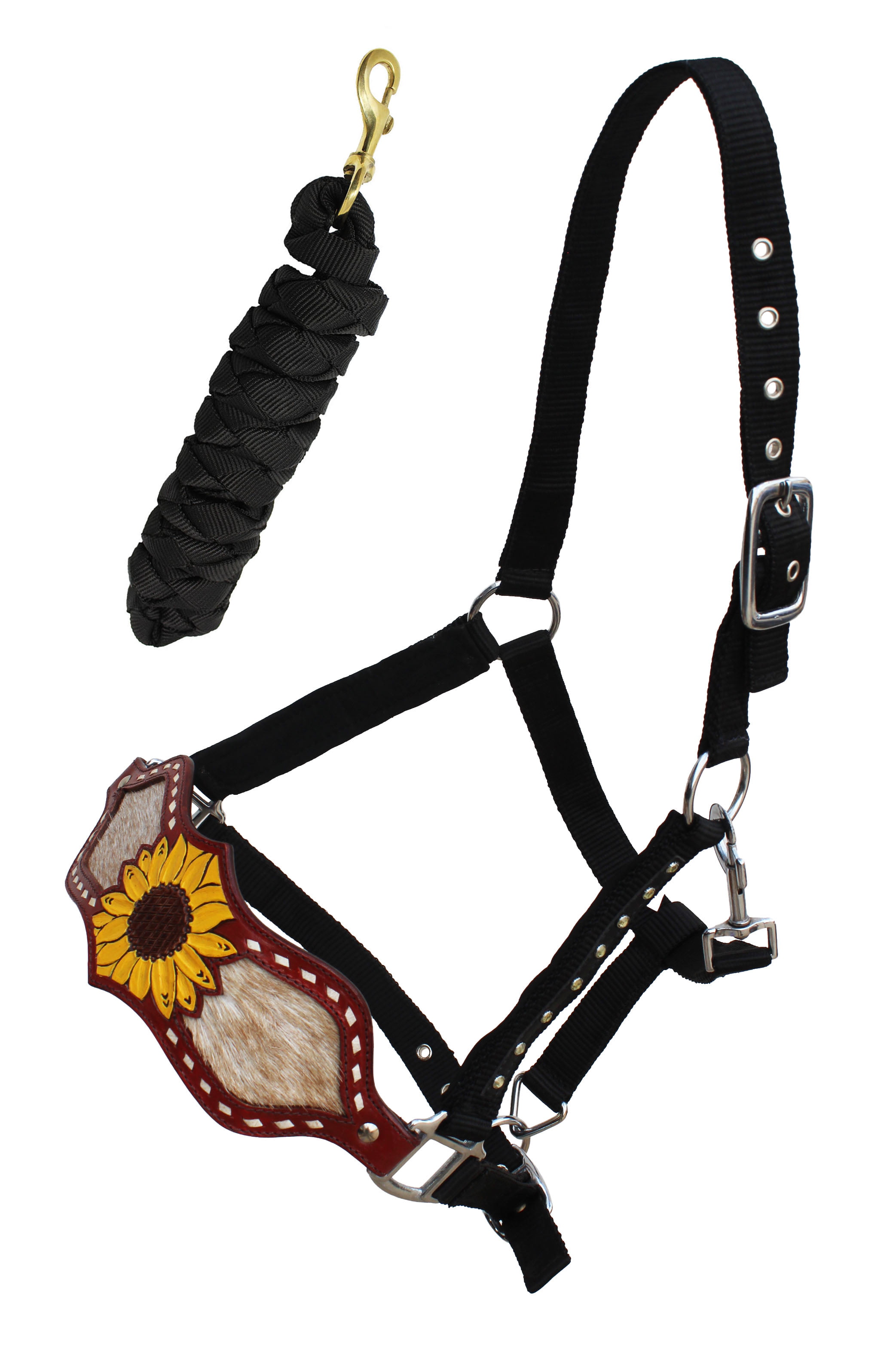 Horse Noseband Tack Bronc Leather Halter Tiedown Lead Rope 280M31 Challenger Horsewear 