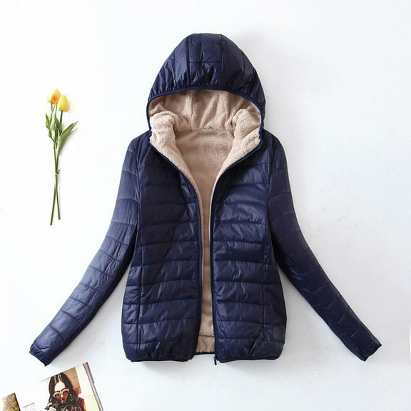 Hooded Slim-Fit Plus -Padded Jacket Warm Lamb Velvet Jacket Women'S Jacket Warm Coat Hood Jacket Women Ladies Outerwear Junior Outerwear Sweaters Womens Full Zip Seamless Workout Jacket Winter Jacket