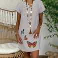thumbnail image 4 of Cameland Women Robe Décontractée Grande Taille à Col en V Imprimé Manches Courtes Peplum, 4 of 9