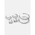 thumbnail image 4 of Scenario Textured Hoop Earrings, Silver-Tone, 3-Pair Set, 4 of 5
