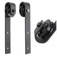 thumbnail image 5 of Sturdy Barn Door | Quadro 4088 Light Grey Oak | 6.6FT Rail Hangers Heavy Hardware Set | Solid Panel Interior Doors-32" x 80"-Black Rail, 5 of 6