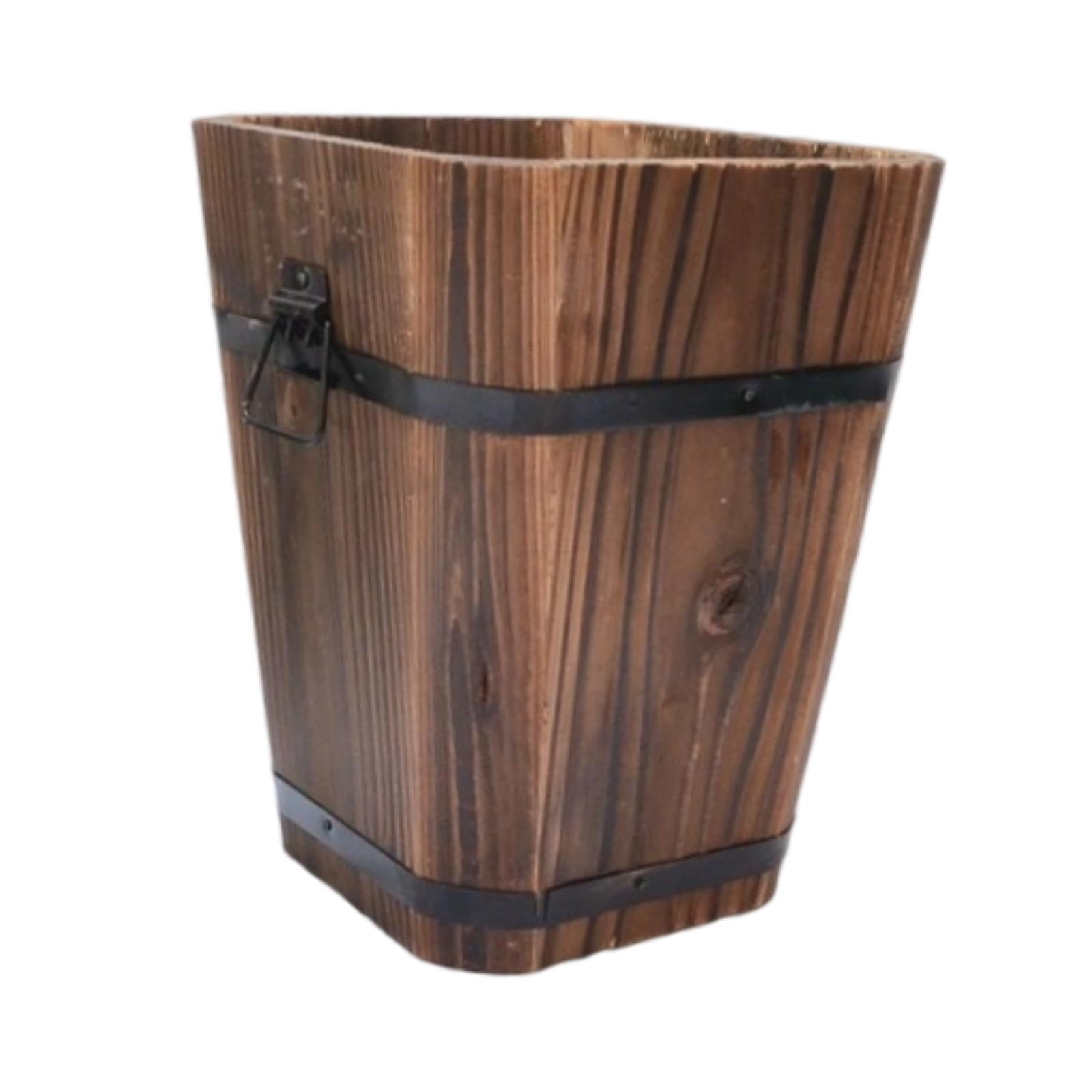 figatia Wooden Bucket Planter Flower Pot Multipurpose Rustic Plant Container for Windowsill Living Room Indoor/Outdoor L
