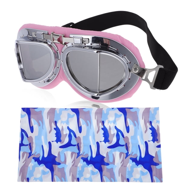 Gafas de montar para motocicleta plegables de PC PU esponja para motocross y ATV, lente tono plateado, marco tono rosa