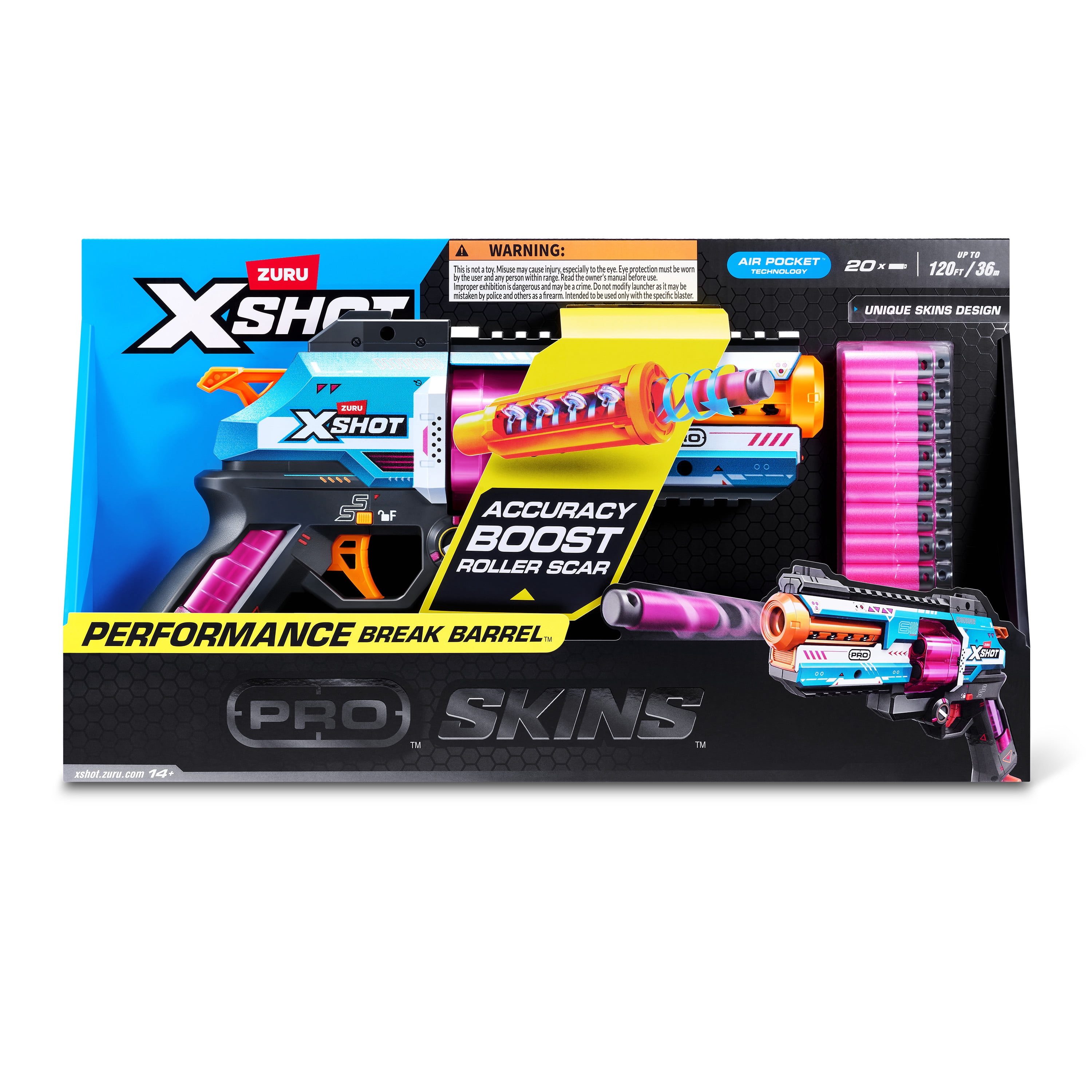XSHOT SKINS Pro Series Break Barrel Blaster by ZURU with 20 Air Pocket Darts for Ages 14+