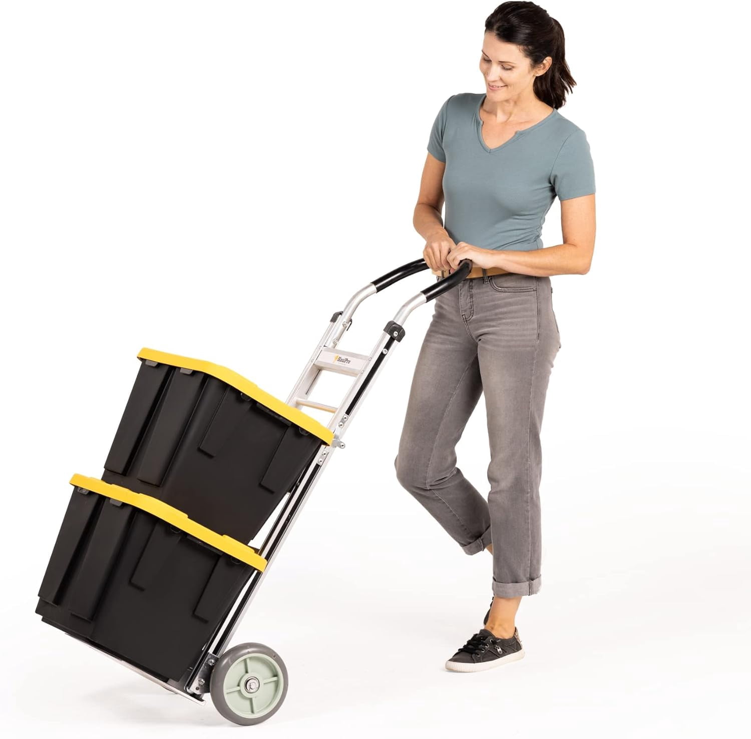 "HaulPro Foldable Heavy Duty Hand Truck, 500 lb Capacity, 8"" Wheels, 14"" x 7.5"" Nose Plate"