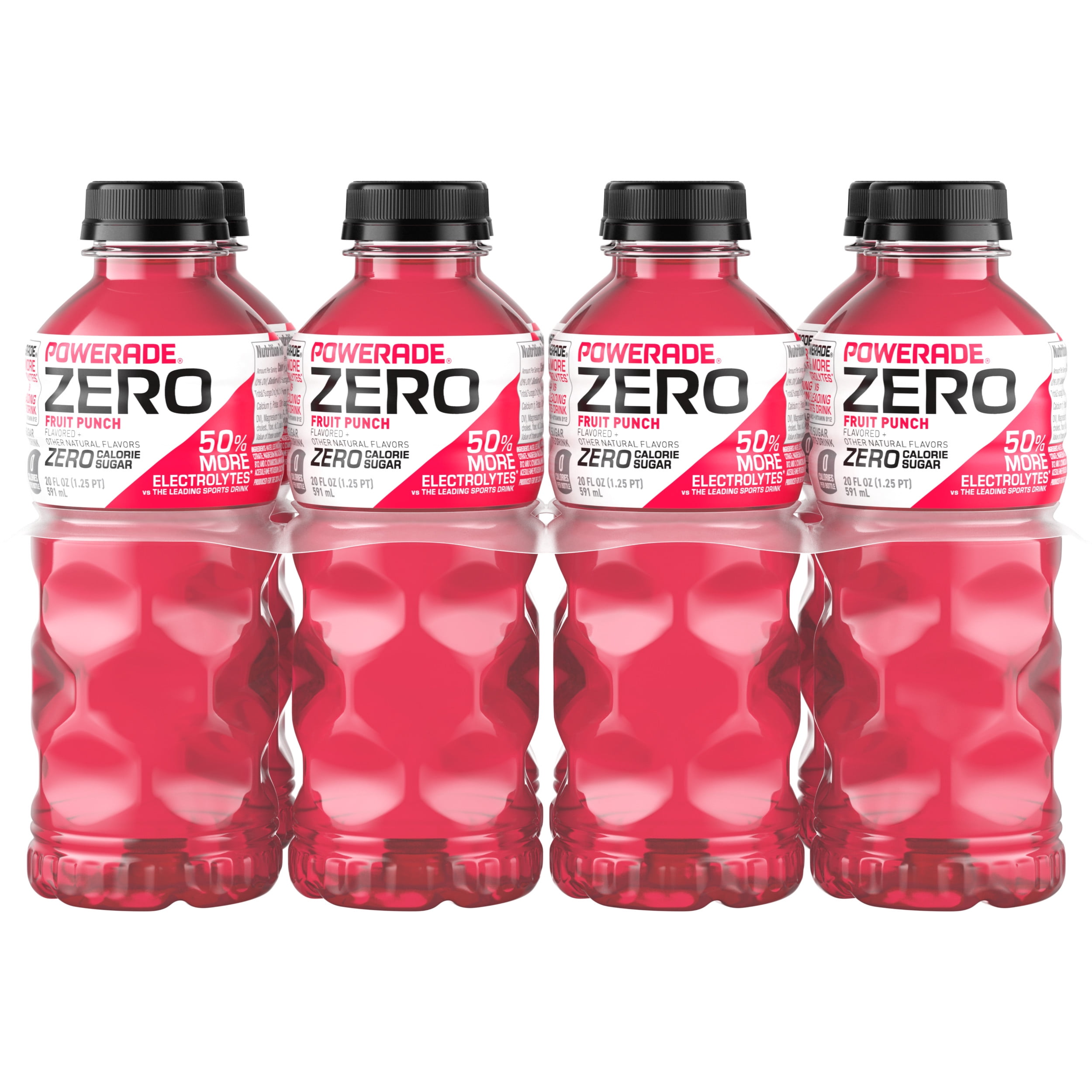 POWERADE Electrolyte Enhanced Zero Sugar Fruit Punch Sport Drink, 20 fl oz, 8 Count Bottles