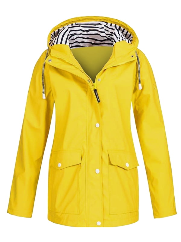 Womens Long Sleeve Hooded Wind Jacket Ladies Outdoor Waterproof Rain Coat Plus 