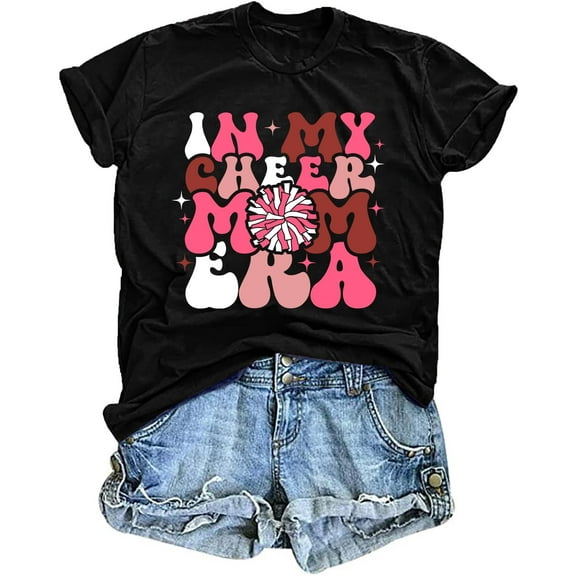 in My Mom Era Shirt Women: Mama T Shirt Mom Life Tops Funny Letter Print Casual Tees
