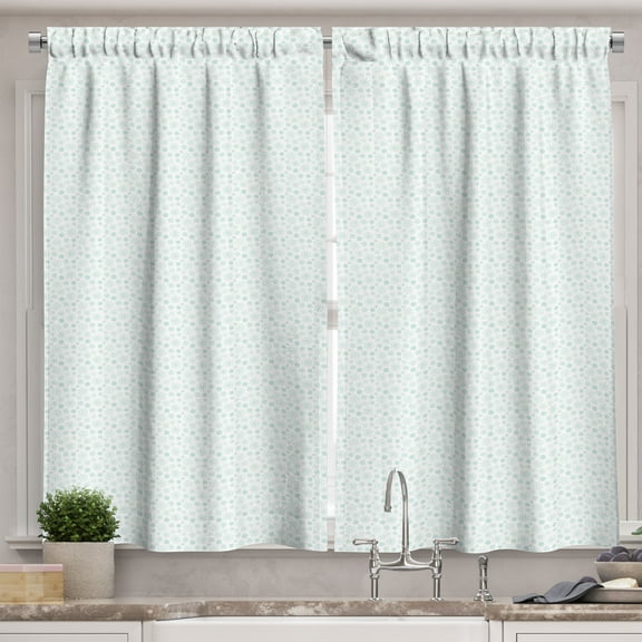 Ambesonne Christmas Kitchen Curtains, Minimalist Snowflakes, 55"x39", Pale Seafoam White