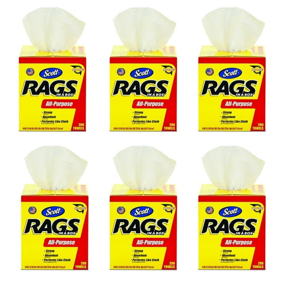 Kimberly-Clark Scott 75260 Rags in a jLfmM Box, White, 6 Boxes of 200 Towels WsPsz
