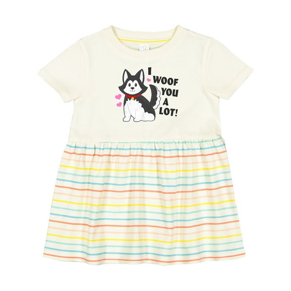 Inktastic I Woof You a Lot with Husky Dog Illustration Girls Baby Dress