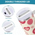 thumbnail image 5 of Heart on Circle Tumbler with Handle and Straw Lid 30 oz Insulated Vacuum Water Bottle Stainless Steel Travel Cup, 5 of 9