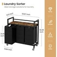 thumbnail image 2 of Laundry Hamper, Laundry Basket, Laundry Sorter with 3 Removable Bags, Clothes Basket with 3 Compartments, Wheels, Shelf for Laundry Room Bathroom Bedroom (3 Bags-Black), 2 of 7