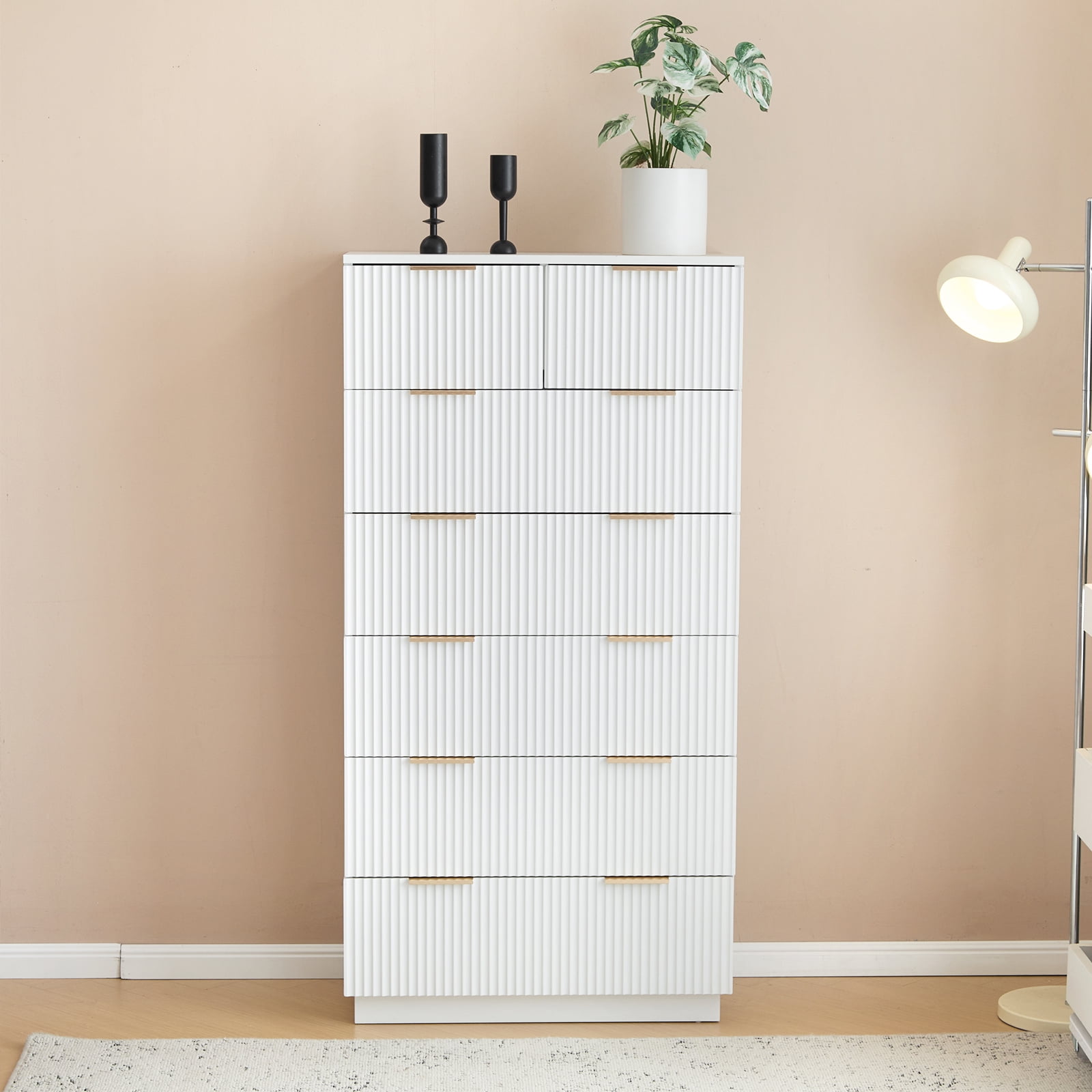 UBesGoo Dresser for Bedroom Modern Wood 7 Drawer Dresser Chest of Drawers for Bedroom, Living Room, Entryway and Closet, White