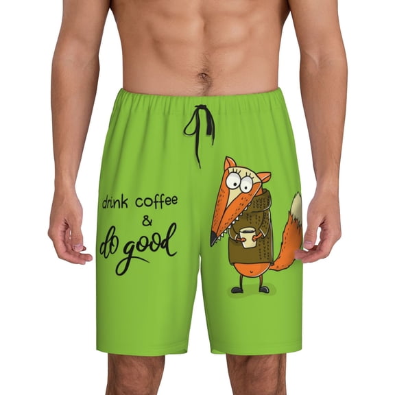 Naloa Drink Coffee And Do Good Men's Short Pajama Pants, Lounge Comfort Shorts with Elasticized Waistband and Side Pockets - Small