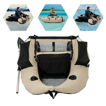 TFCFL Inflatable Outdoor Fishing Boat Khaki Oxford Cloth Compact Fishing Boat with Adjustable Backrest