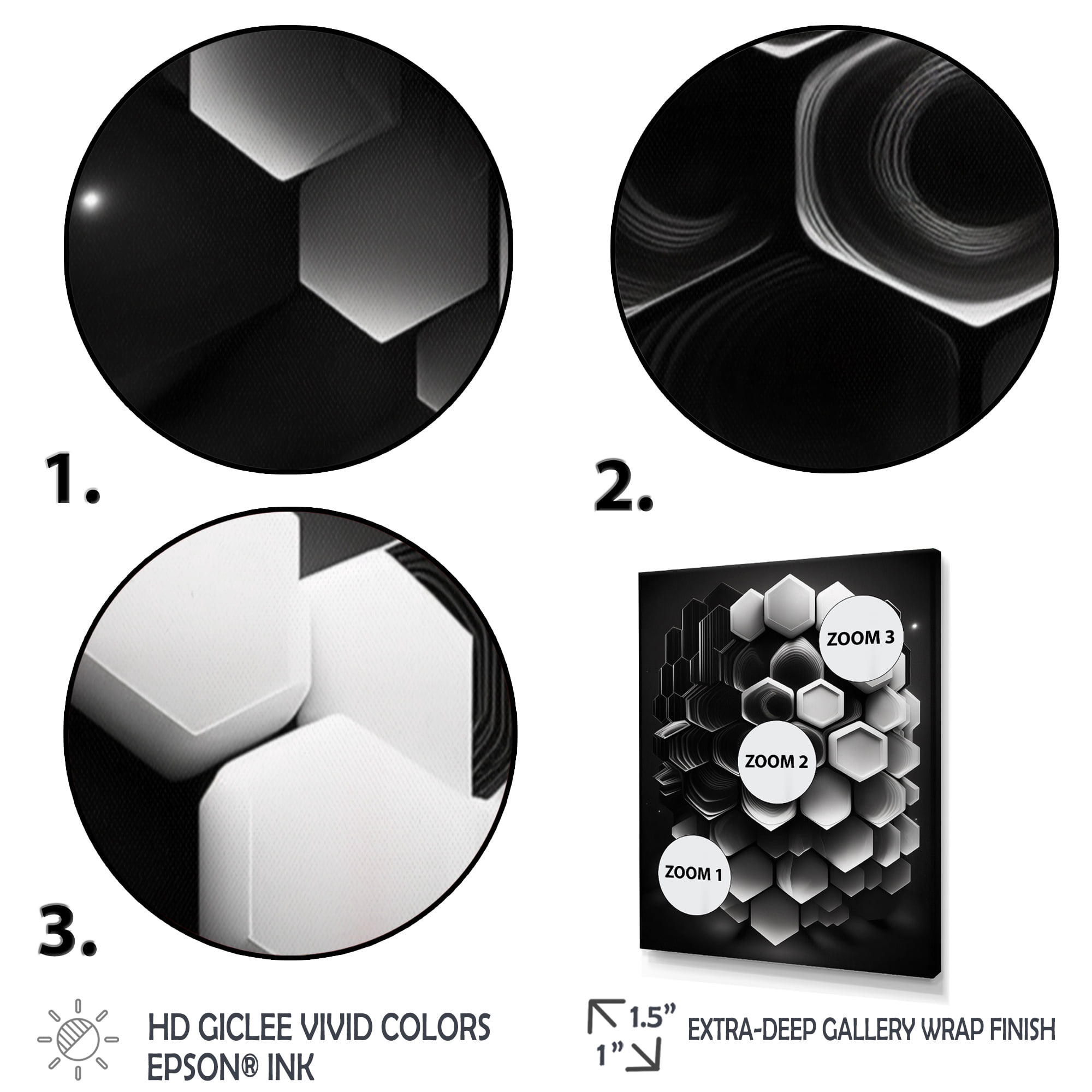 Designart Abstract Geomtric Black And White I Canvas Wall Art
