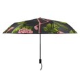 thumbnail image 2 of Flamingo Leaves Rose Compact Sun Umbrella Windproof Travel Umbrellas for Rain Strong Portable UV Protection, 2 of 8