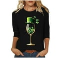 thumbnail image 2 of Meichang T-Shirts Verts pour Femmes T-Shirts de la Saint-Patrick Manches 3/4 Hauts Graphiques Trèfle Chanceux T-Shirts Col Rond Amples Cadeaux de Vacances Blouses Tees, 2 of 4