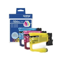 Brother Genuine LC506XL3PK 3-Pack High-Yield Cyan, Magenta, and Yellow Ink Cartridges