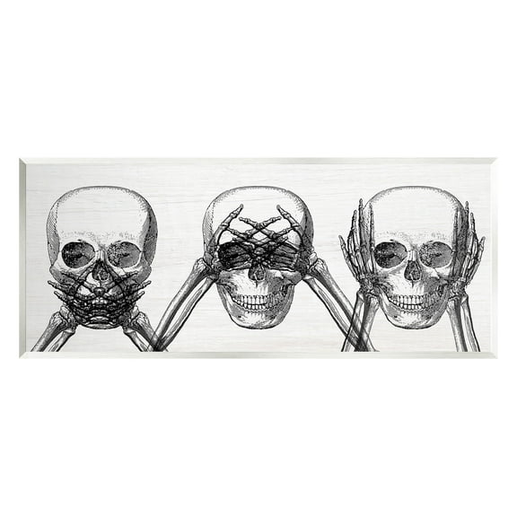 Stupell Industries Speak See Hear No Evil Skulls Graphic Art Unframed Art Print Wall Art, Design by Lil' Rue