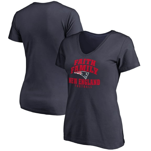 Women's Navy New England Patriots Faith Family V-Neck T-Shirt