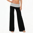 thumbnail image 5 of Stralyhd Wide Leg Yoga Pants for Women Fold Over Waist Pants Low Rise Y2k Flare Leggings Sweatpants Color Block Lounge Pants Black L, 5 of 8