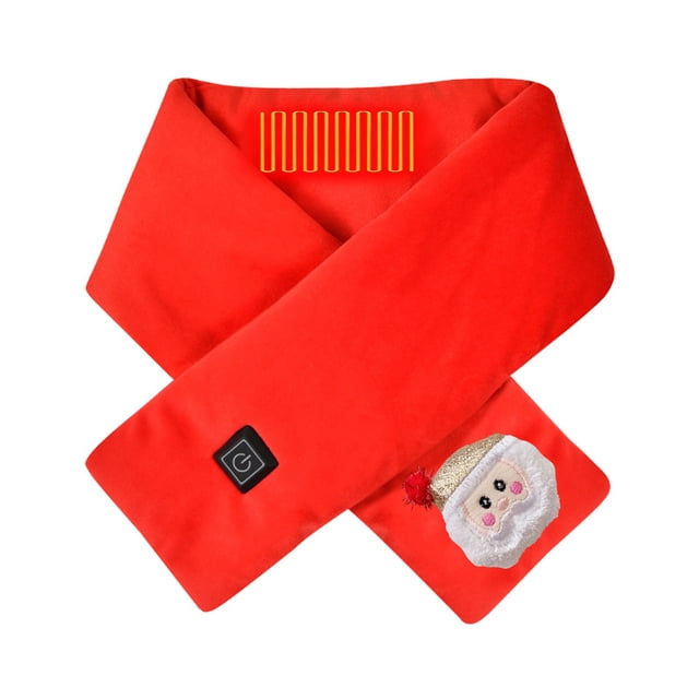 Styesk Heated Scarf USB Smart Rechargeable Heated Scarf 3 Temperature Adjustment Electricity Heated Neck Warmer without Power Bank Cold Protection Heating Scarf with Christmas Cute Pin